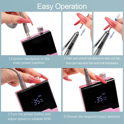 ZY362 Desktop Rechargeable Nail Drill 35,000RPM